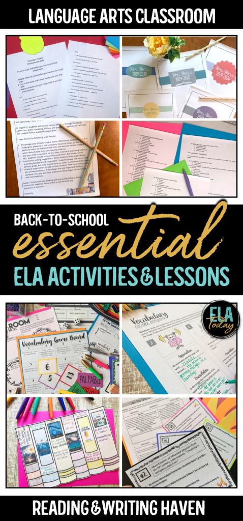 12 essential back-to-school activities and lesson plans for middle and high school ELA #MiddleSchoolELA #HighSchoolELA